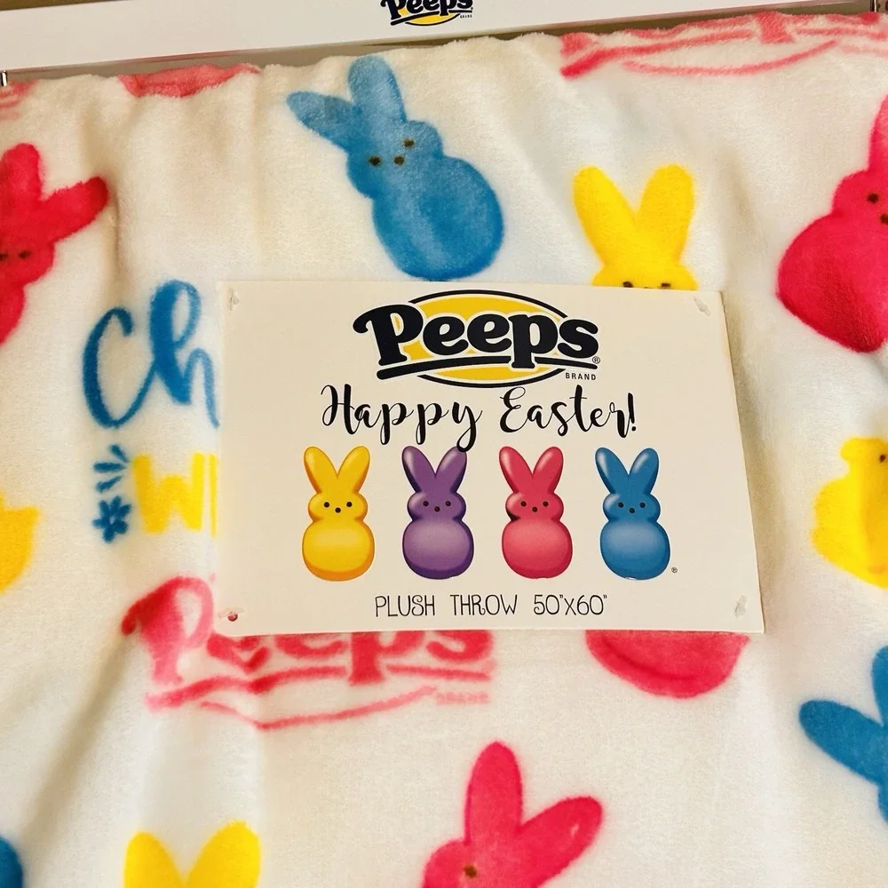 Peeps Chilling with my Peeps White  Plush Throw 50X60